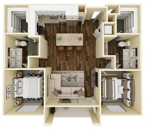 LeVante at Valley Vista Apartments B1 3D Floor Plan